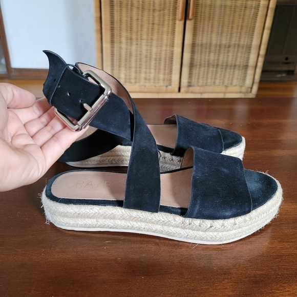 Raye Drew Espadrille Platform Sandal Sz 37.5 (US 7) Black - Picture 3 of 9